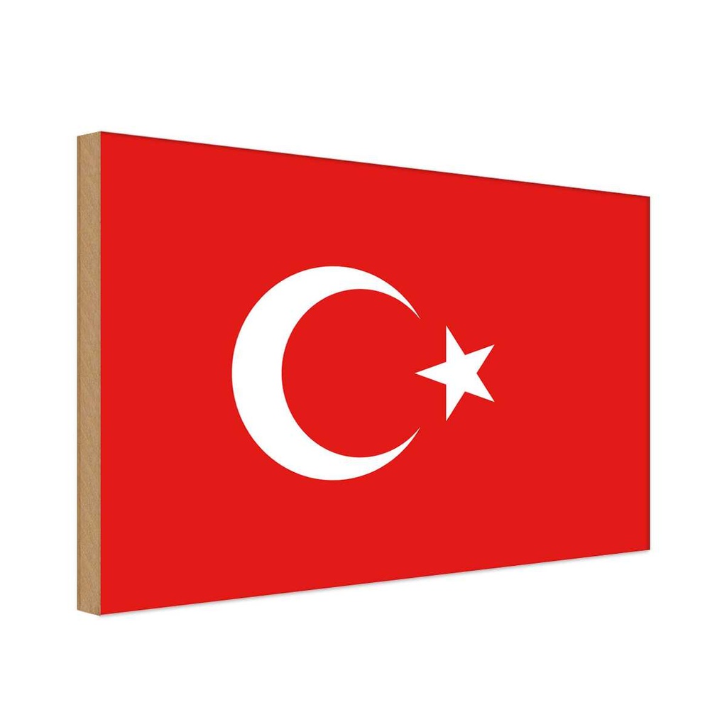 Holzschild 30x40 cm Türkei Turkey Flagge Fahne Wappen