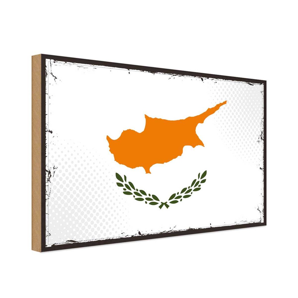 Holzschild 30x40 cm Zypern Retro Cyprus Flagge Fahne Wappen