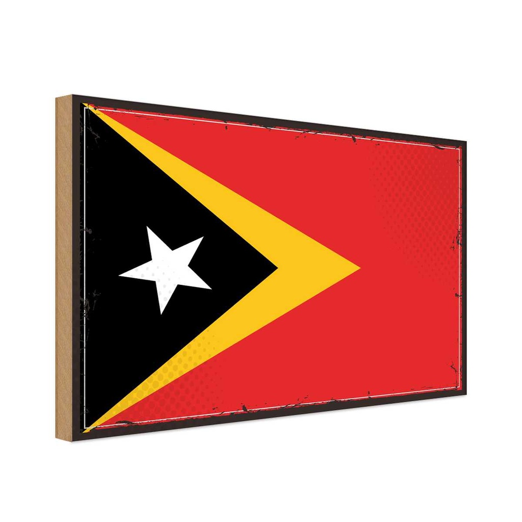 Holzschild 30x40 cm Osttimors Retro East Timor Flagge Fahne Wappen