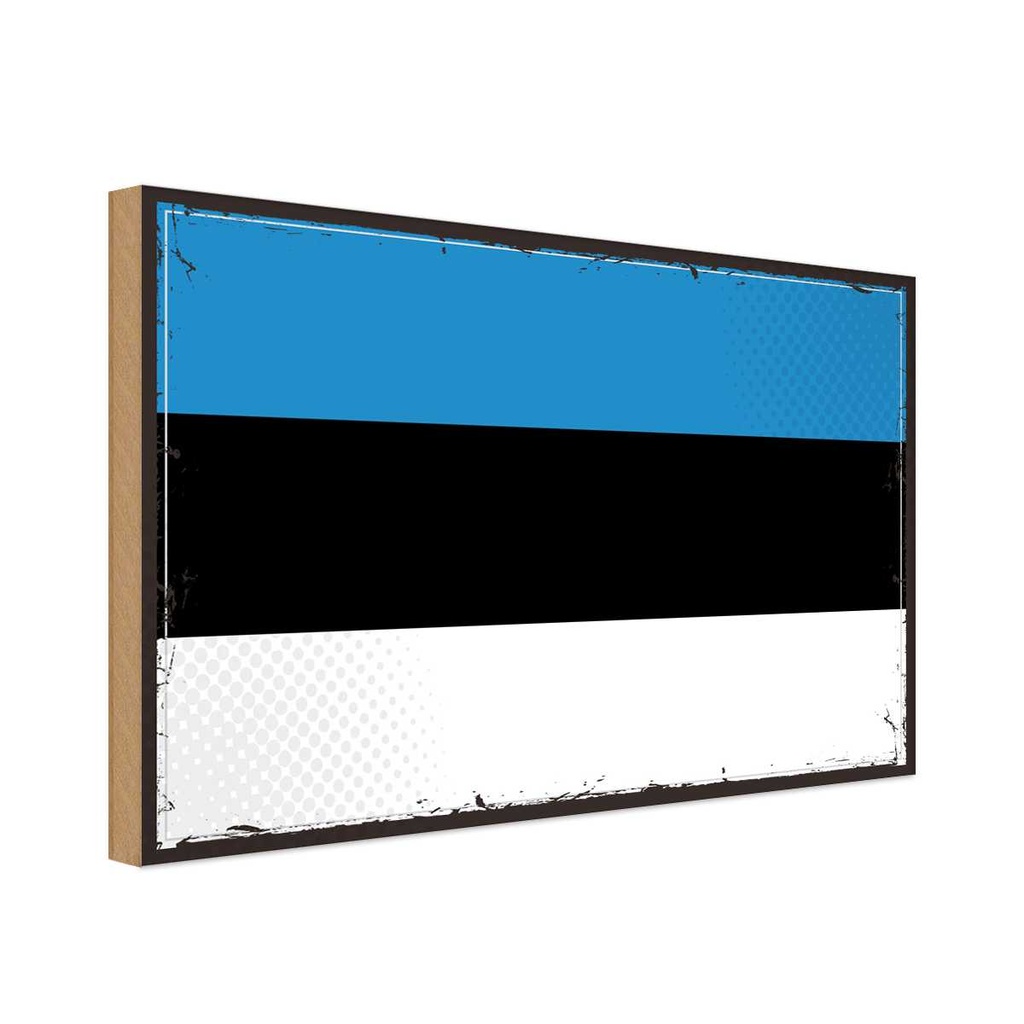 Holzschild 30x40 cm Estlands Retro Estonia Flagge Fahne Wappen