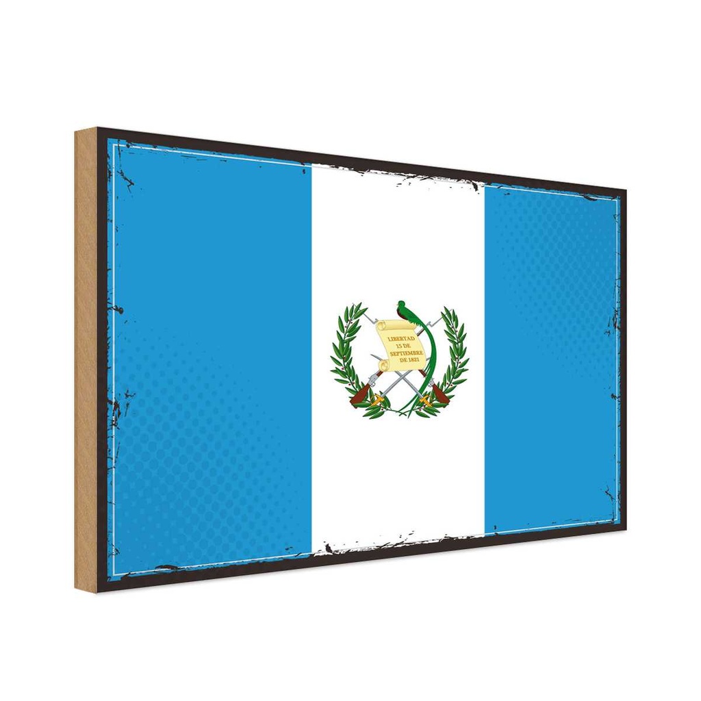 Holzschild 30x40 cm Guatemalas Retro Guatemala Flagge Fahne Wappen