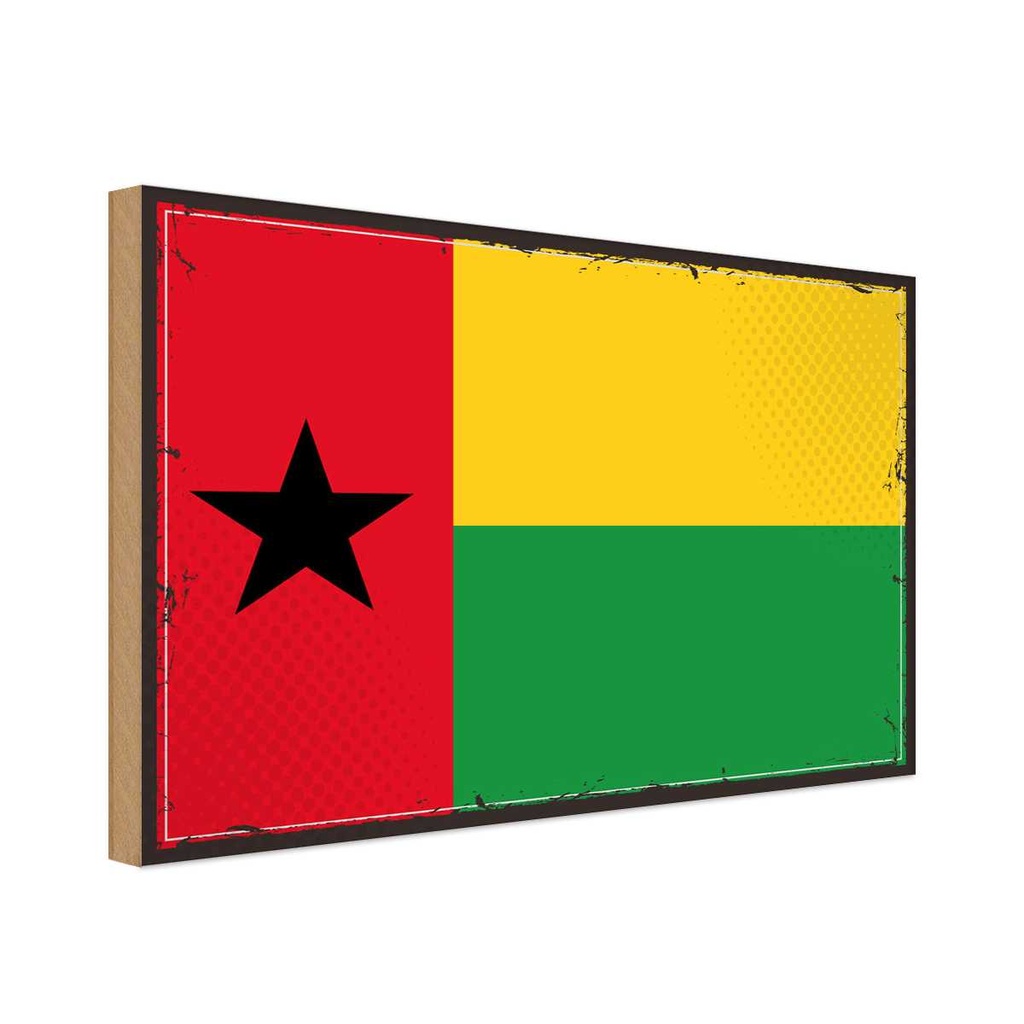 Holzschild 30x40 cm Guinea-Bissaus Retro Guinea Flagge Fahne Wappen