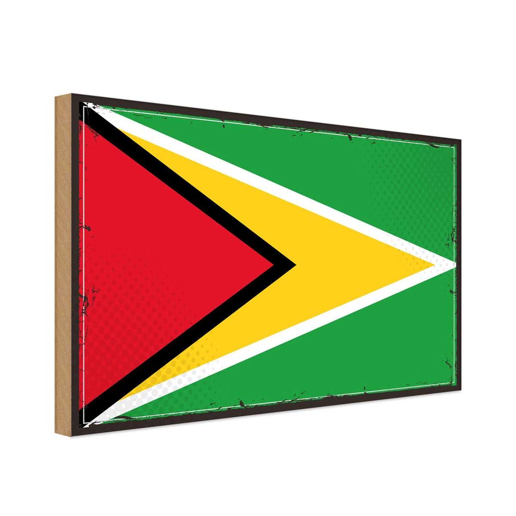 Holzschild 30x40 cm Guyanas Retro Guyana Flagge Fahne Wappen