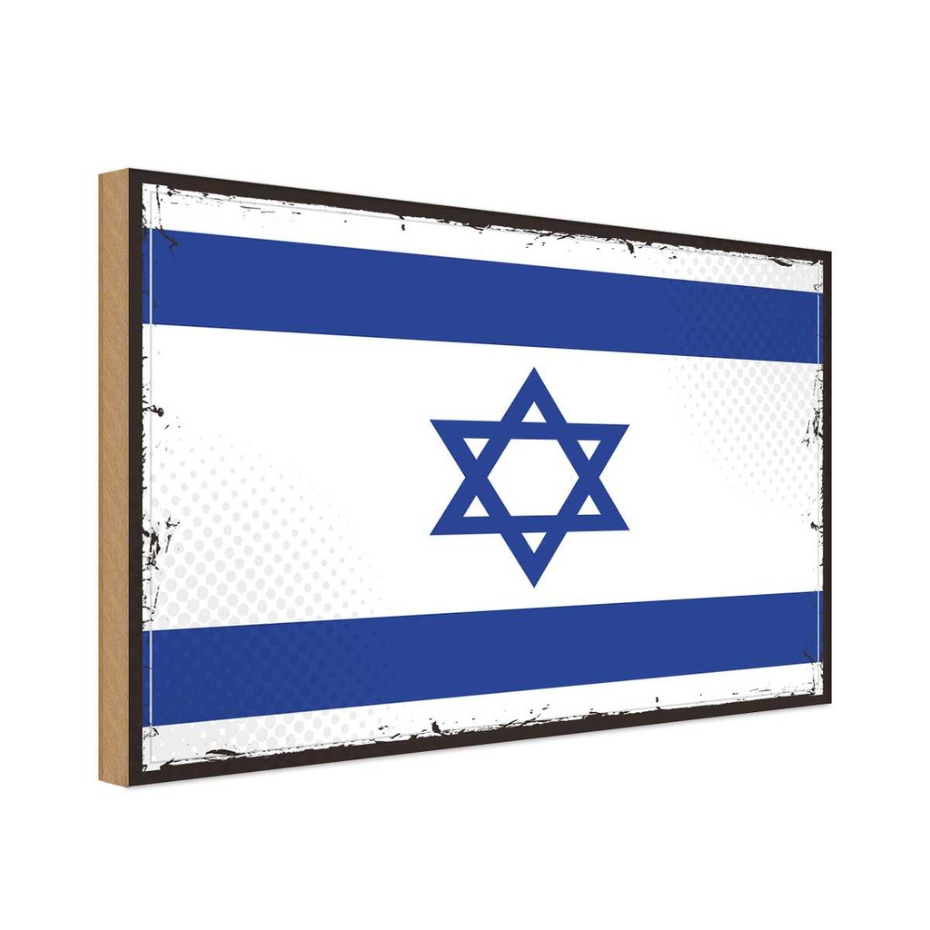 Holzschild 30x40 cm Israels Retro Israel Flagge Fahne Wappen