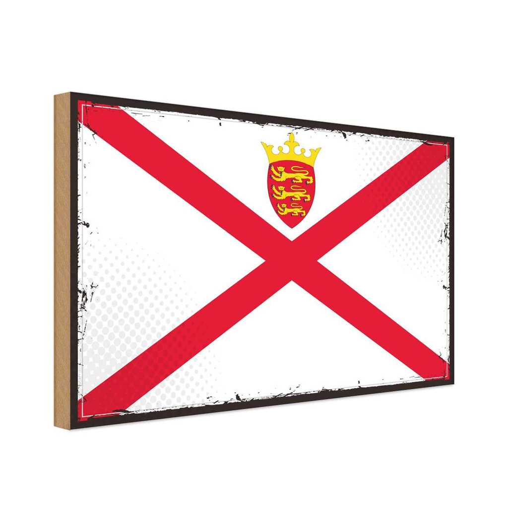 Holzschild 30x40 cm Jerseys Retro Jersey Flagge Fahne Wappen