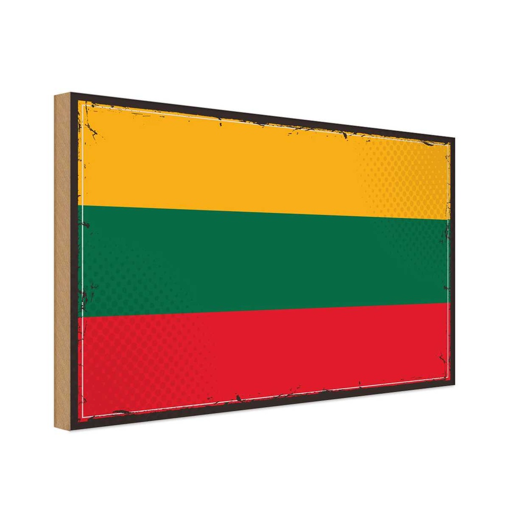 Holzschild 30x40 cm Litauens Retro Lithuania Flagge Europa