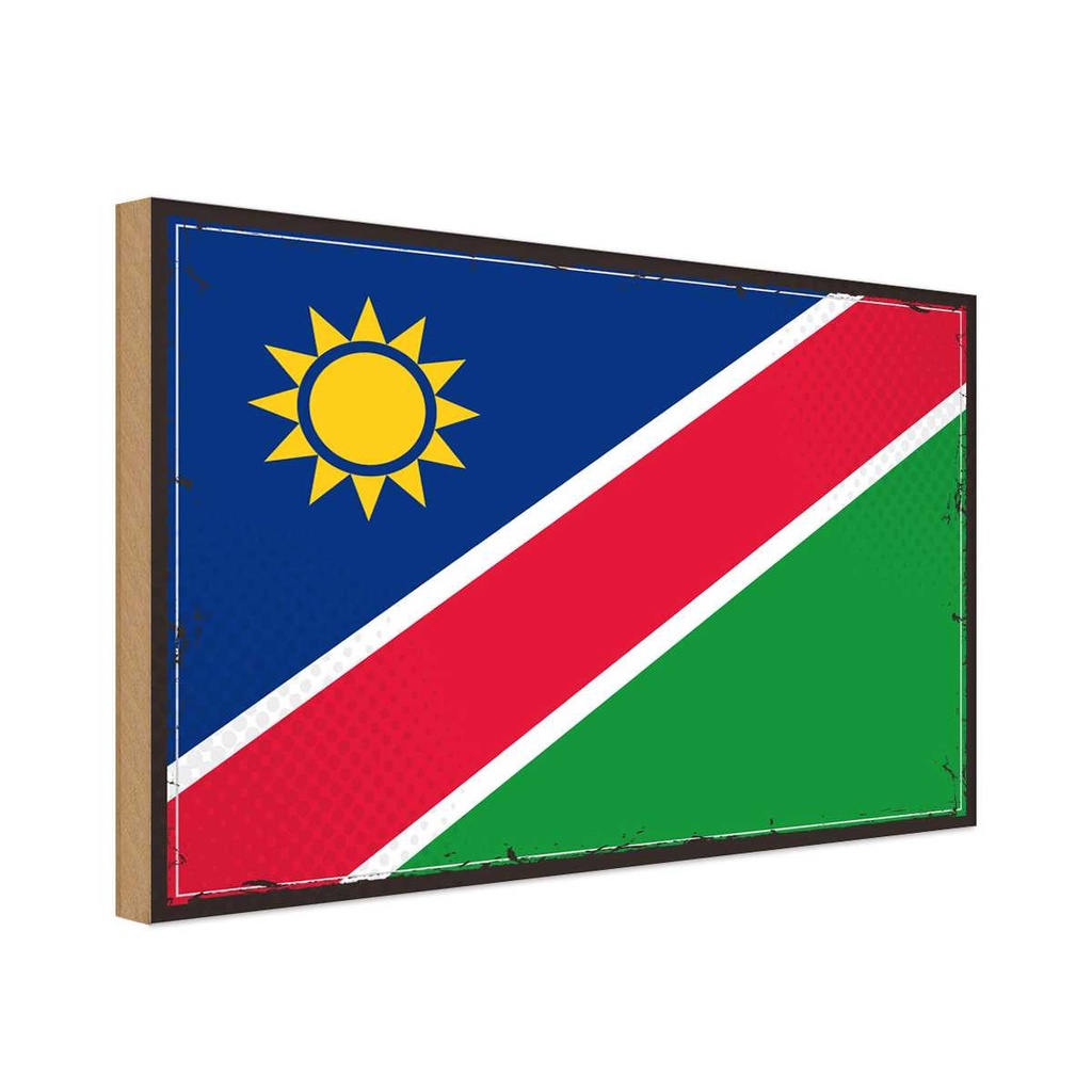 Holzschild 30x40 cm Namibias Retro Namibia Flagge Fahne Wappen