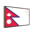 Holzschild 30x40 cm Nepals Retro Nepal Flagge Fahne Wappen