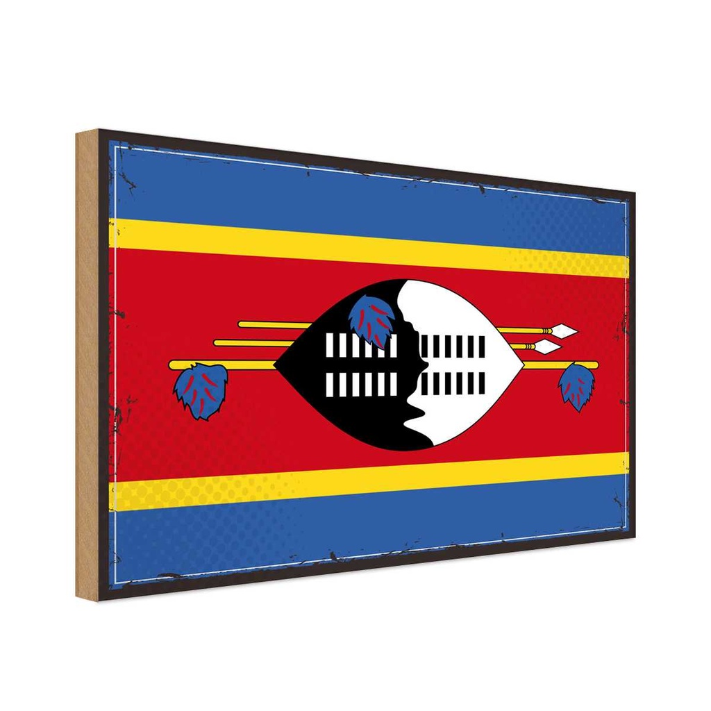 Holzschild 30x40 cm Swasilands Retro Eswatini Flagge Fahne Wappen