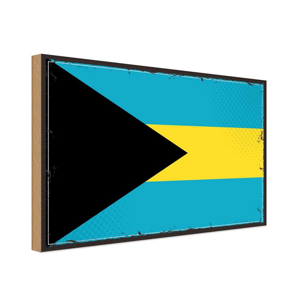 Holzschild 30x40 cm Bahamas Retro Flagge Fahne Wappen