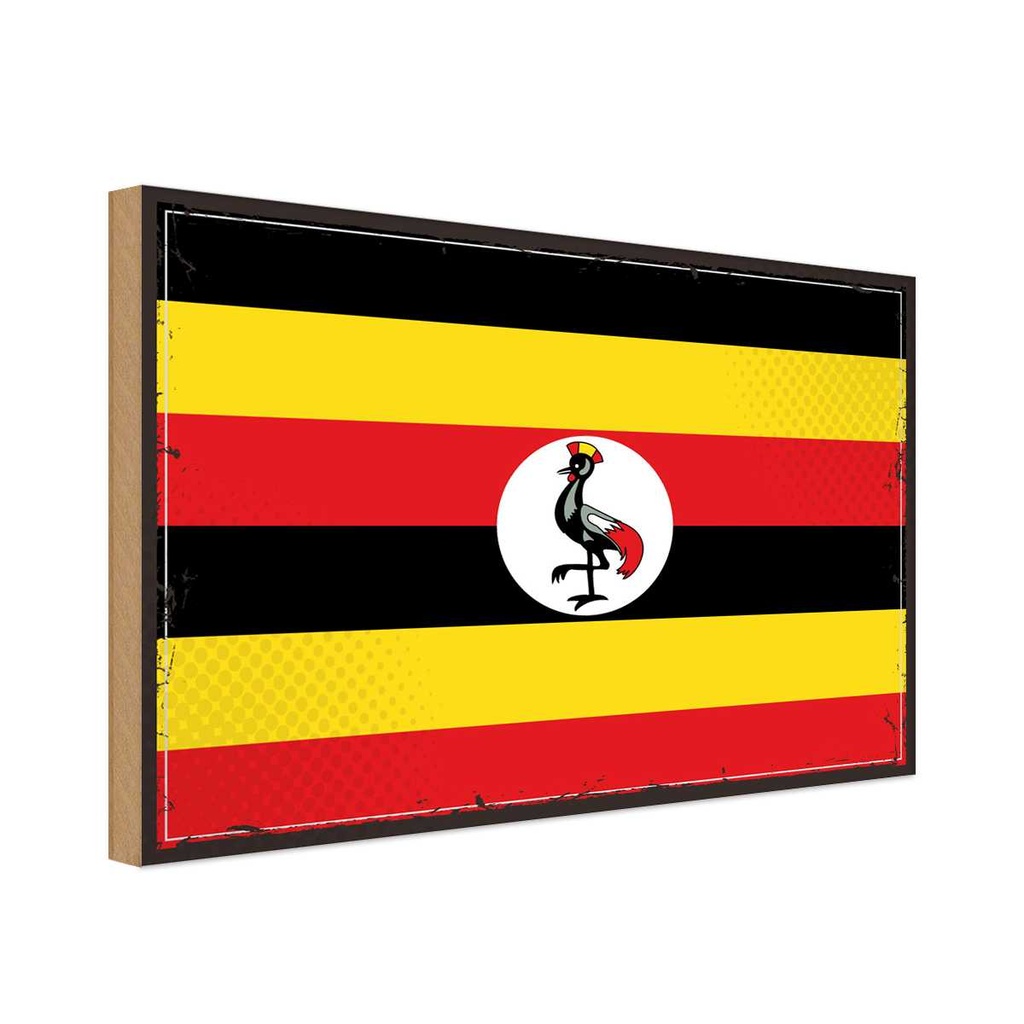 Holzschild 30x40 cm Ugandas Retro Uganda Flagge Fahne Wappen