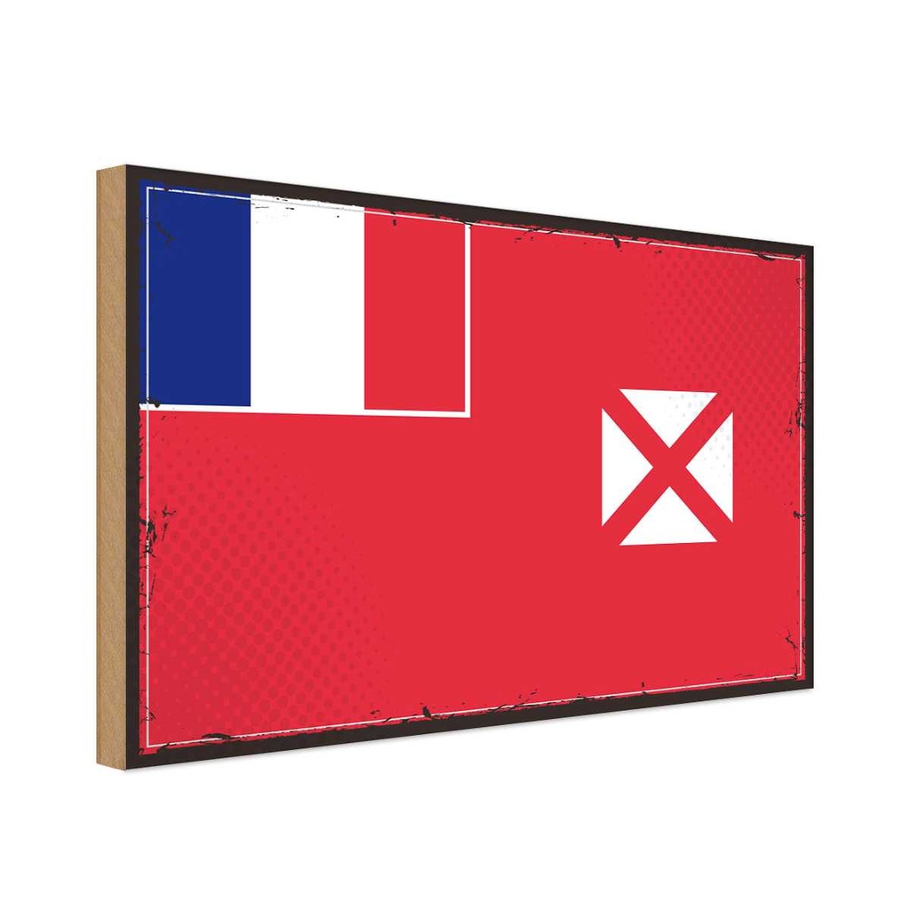 Holzschild 30x40 cm Wallis und Futuna Retro Flagge Fahne Wappen
