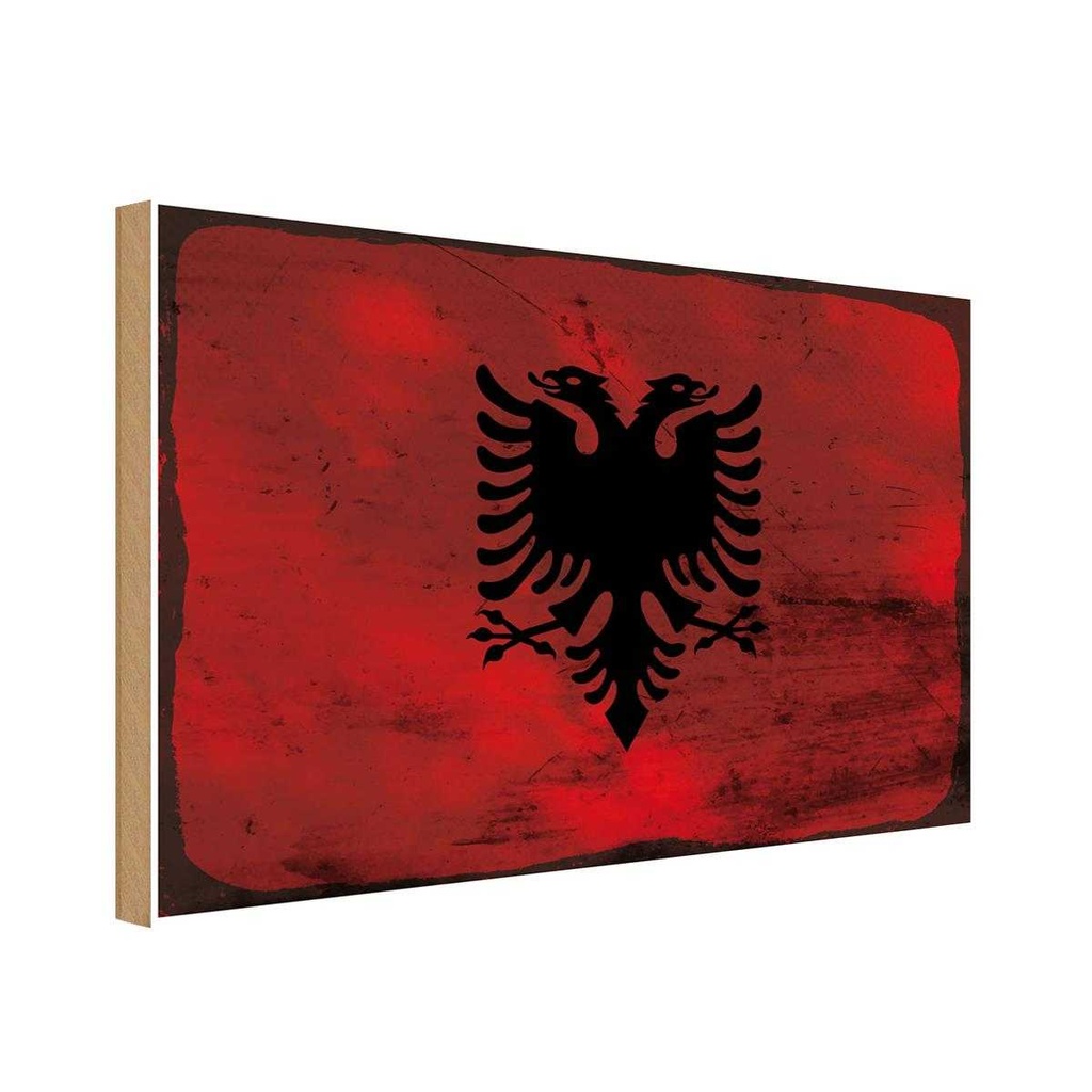Holzschild 30x40 cm Albanien Albania Flagge Fahne Wappen