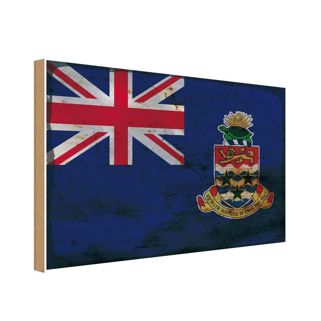 Holzschild 30x40 cm Cayman Islands Flagge Fahne Wappen