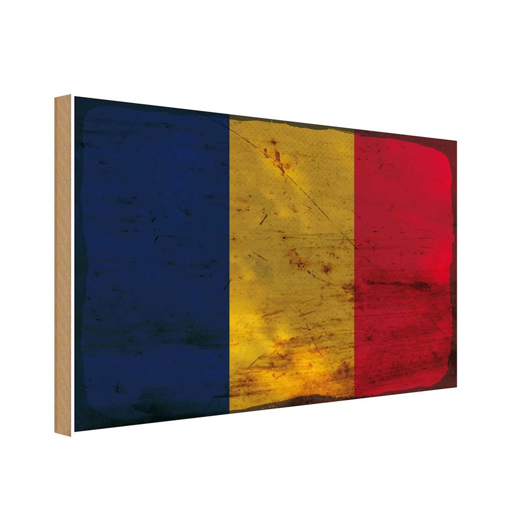 Holzschild 30x40 cm des Tschad Chad Flagge Fahne Wappen