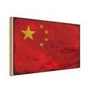Holzschild 30x40 cm China Flagge Fahne Wappen