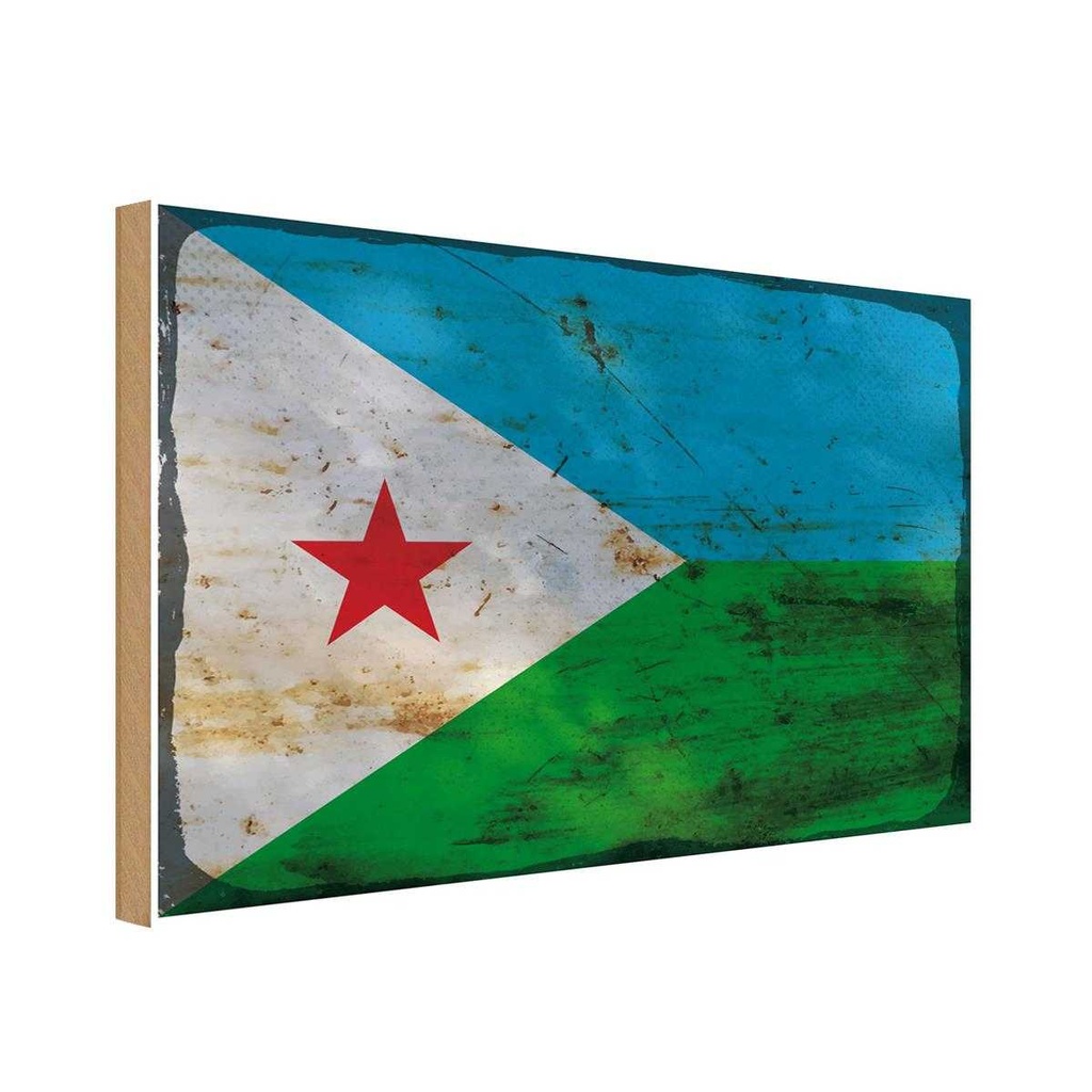 Holzschild 30x40 cm Dschibuti Djibouti Flagge Fahne Wappen
