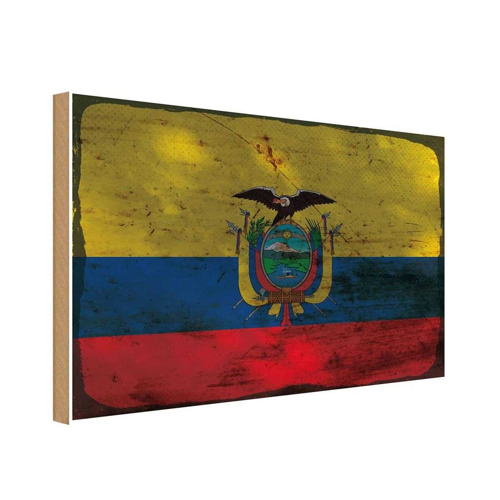 Holzschild 30x40 cm Ecuador Flagge Fahne Wappen