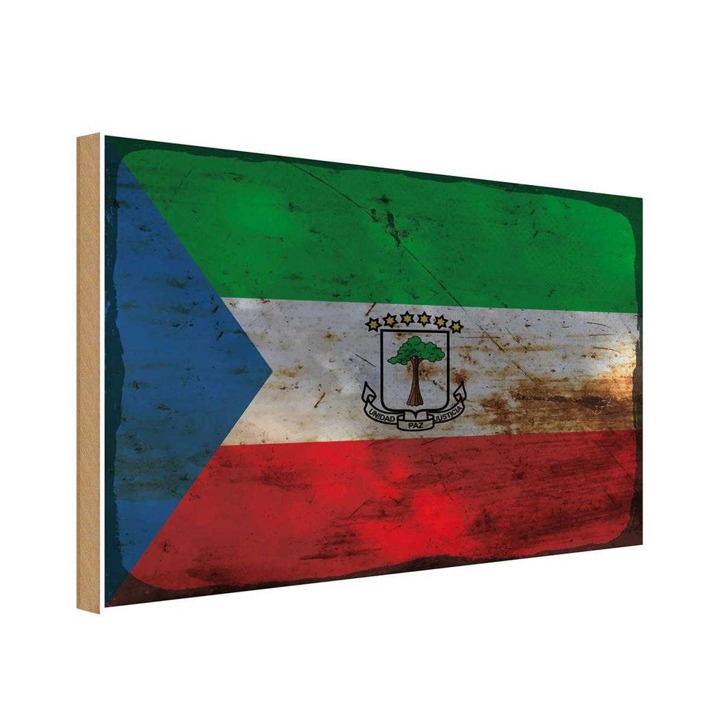 Holzschild 30x40 cm Äquatorialguinea Flagge Fahne Wappen