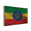 Holzschild 30x40 cm Äthiopien Ethiopia Flagge Fahne Wappen