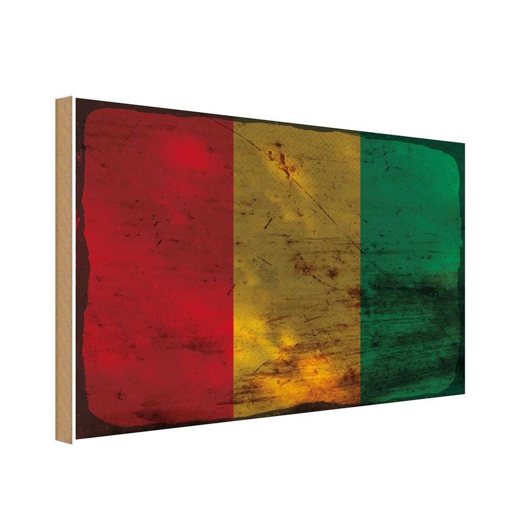 Holzschild 30x40 cm Guinea Flagge Fahne Wappen