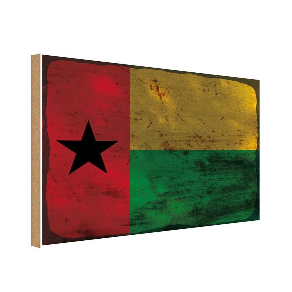 Holzschild 30x40 cm Guinea-Bissau Guinea Flagge Fahne Wappen