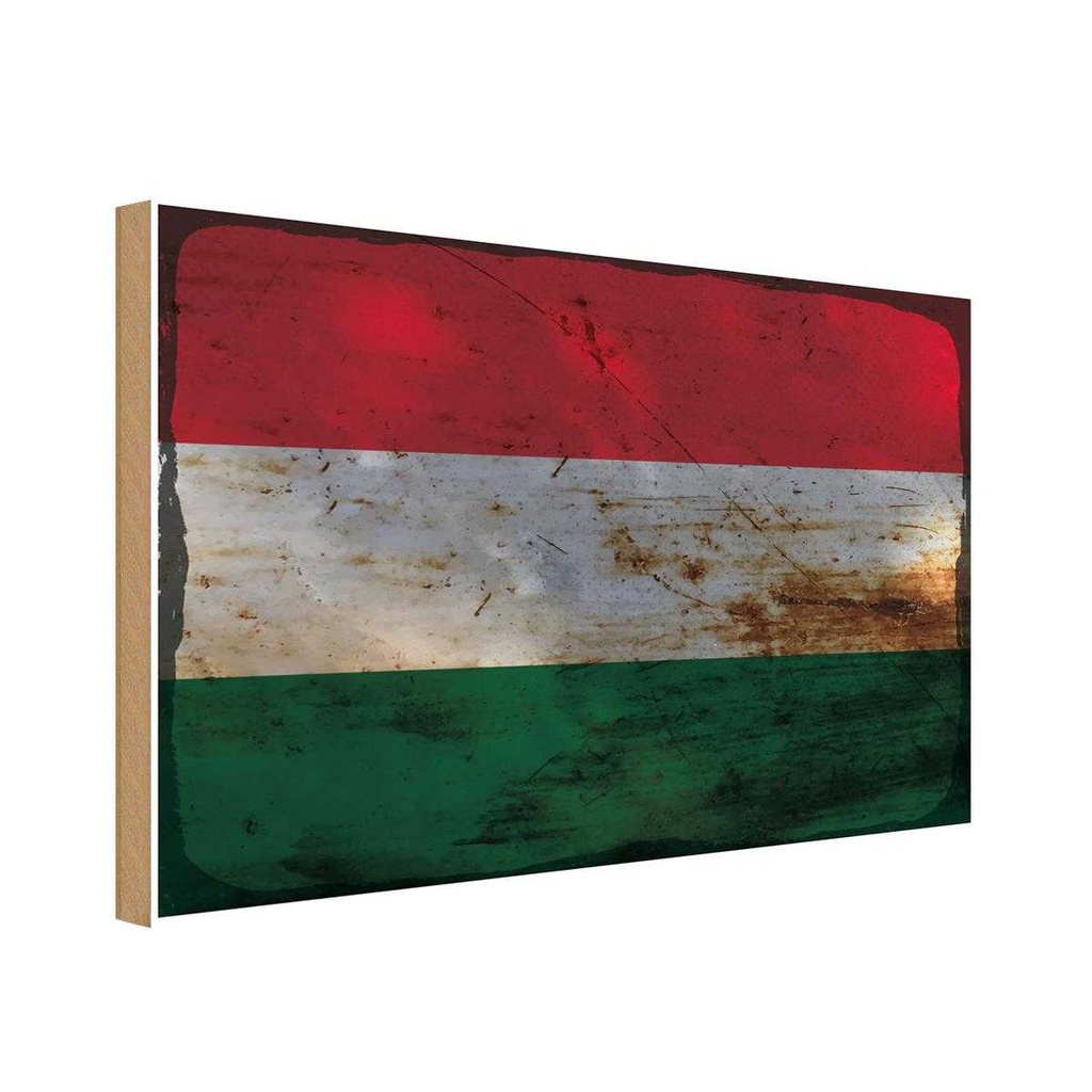 Holzschild 30x40 cm Ungarn Hungary Flagge Fahne Wappen