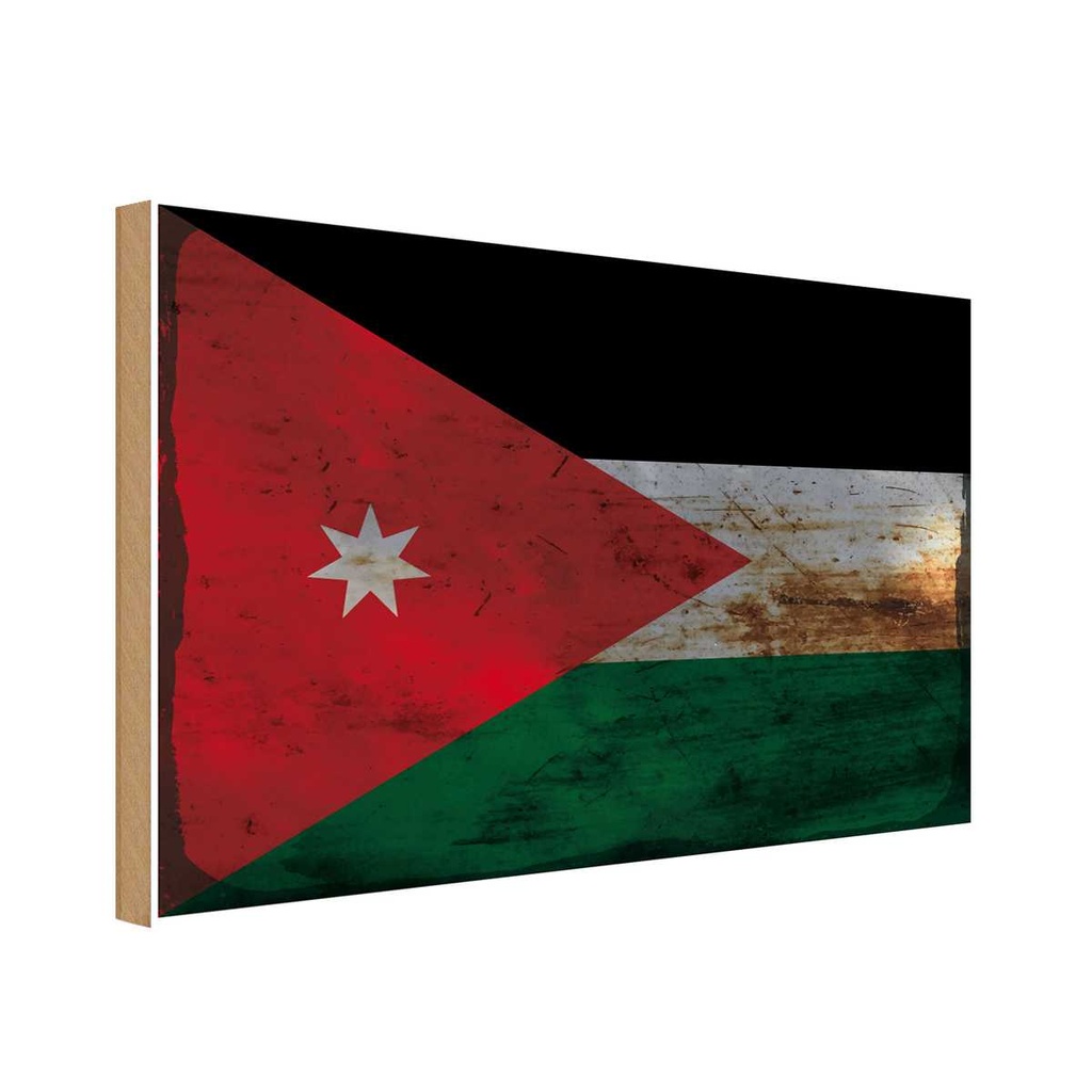 Holzschild 30x40 cm Jordanien Jordan Flagge Fahne Wappen