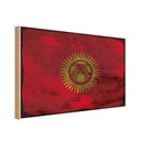 Holzschild 30x40 cm Kirgisistan Kyrgyzstan Flagge Fahne Wappen
