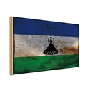 Holzschild 30x40 cm Lesotho Flagge Fahne Wappen
