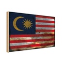 Holzschild 30x40 cm Malaysia Flagge Fahne Wappen