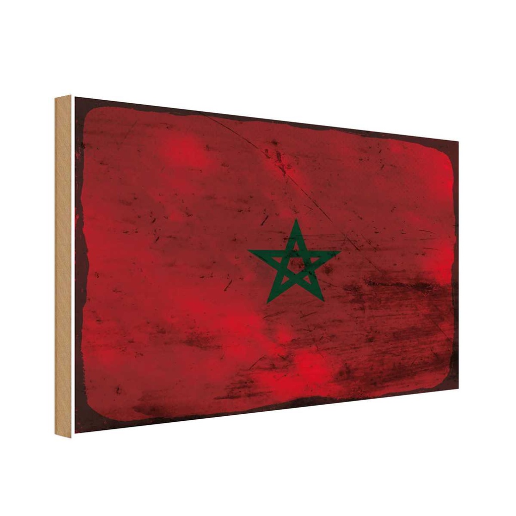 Holzschild 30x40 cm Marokko Morocco Flagge Fahne Wappen