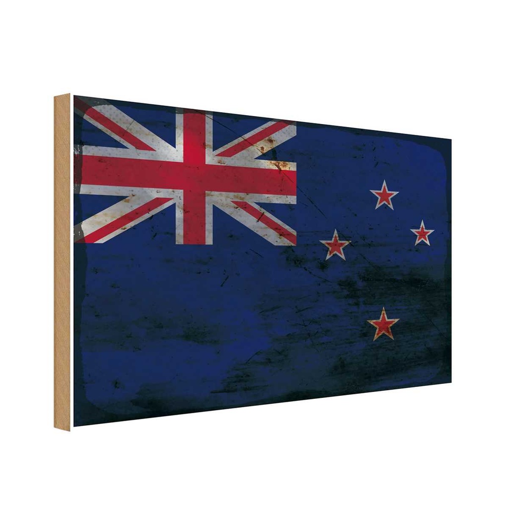 Holzschild 30x40 cm Neuseeland New Zealand Flagge Fahne Wappen