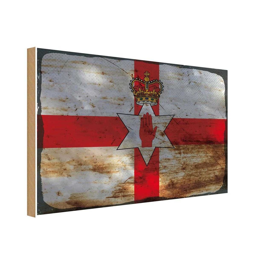 Holzschild 30x40 cm Nordirland Flagge Fahne Wappen