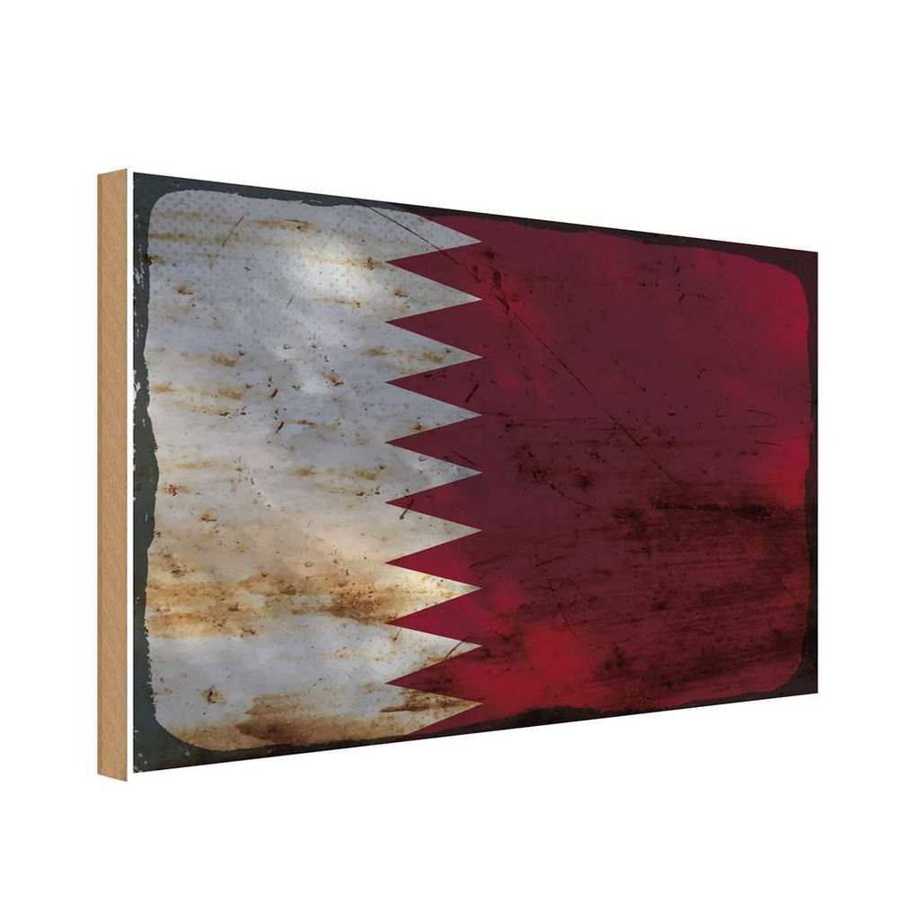 Holzschild 30x40 cm Katar Qatar Flagge Fahne Wappen