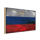 Holzschild 30x40 cm Russland Russia Flagge Fahne Wappen