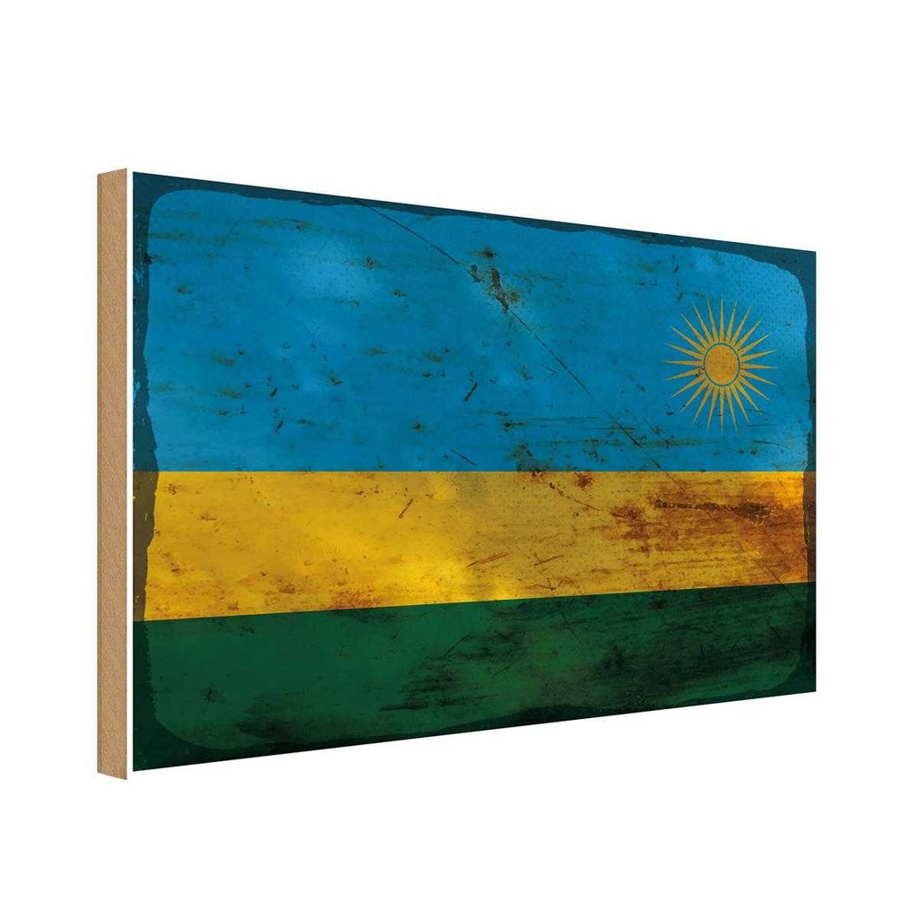 Holzschild 30x40 cm Ruanda Rwanda Flagge Fahne Wappen