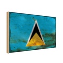 Holzschild 30x40 cm Saint Lucia Flagge Fahne Wappen