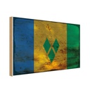 Holzschild 30x40 cm Saint Vincent Grenadinen Flagge Fahne Wappen