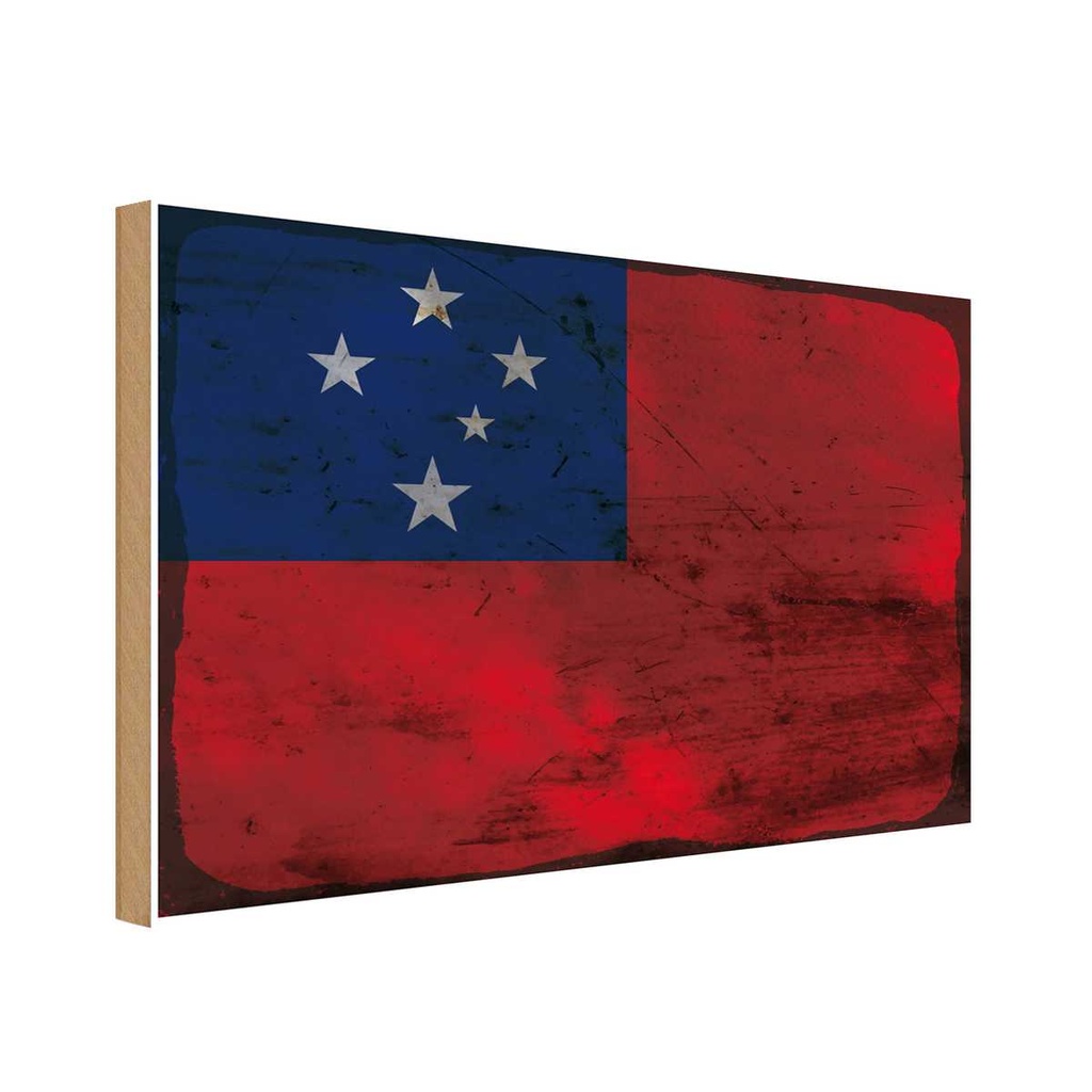 Holzschild 30x40 cm Samoa Flagge Fahne Wappen