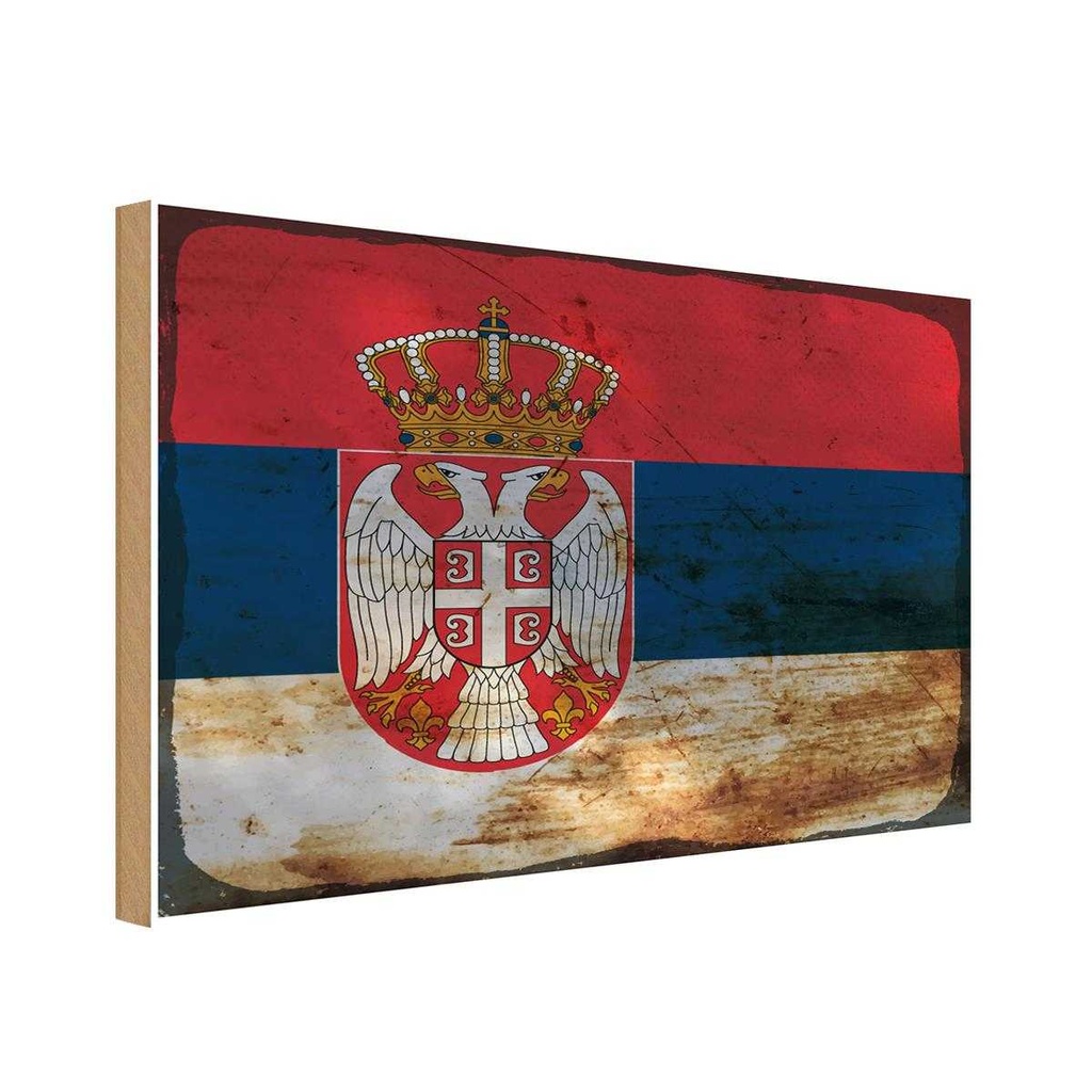 Holzschild 30x40 cm Serbien Serbia Flagge Fahne Wappen