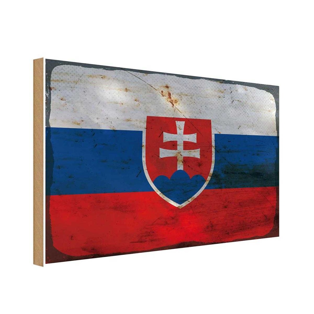 Holzschild 30x40 cm Slowakei Slovakia Flagge Fahne Wappen