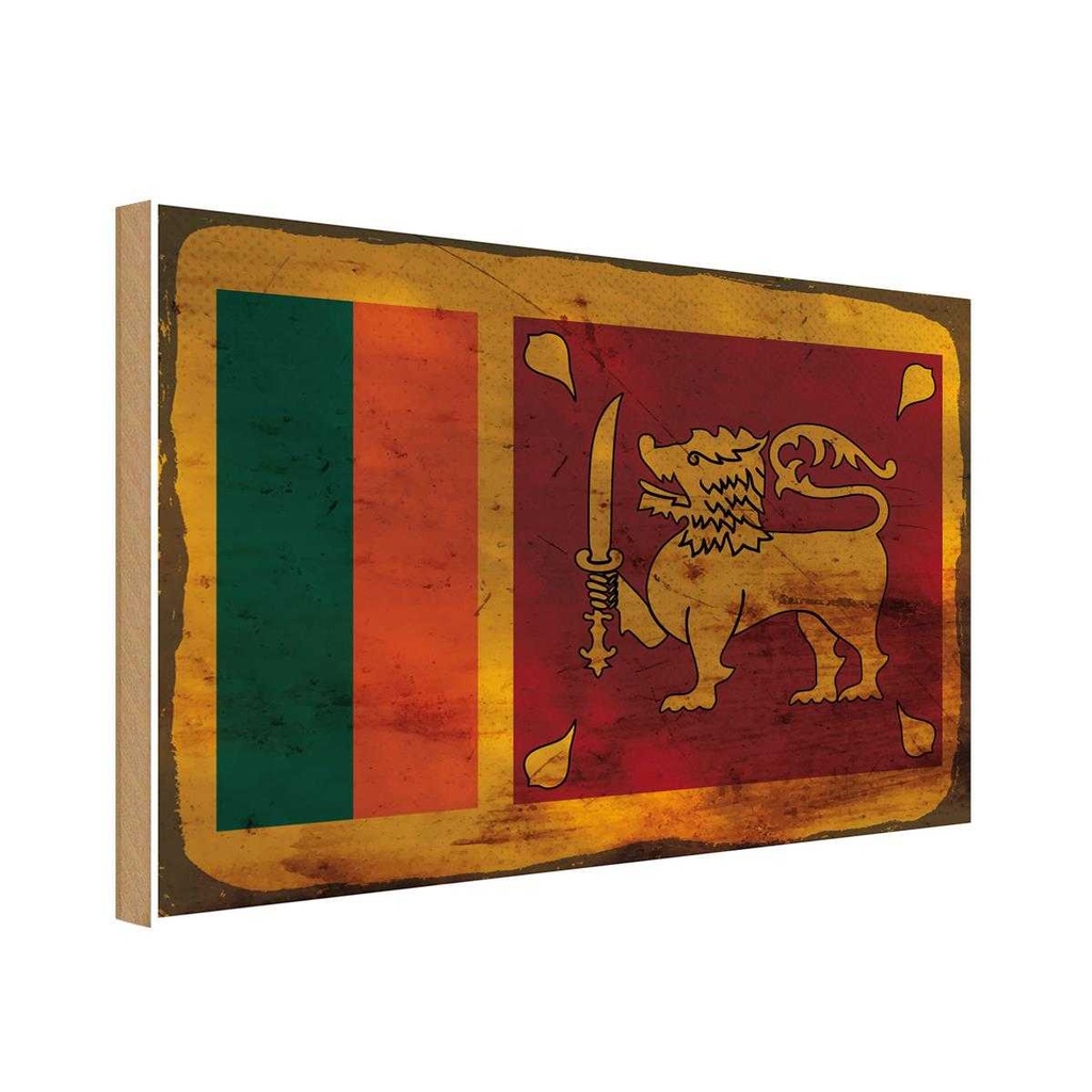 Holzschild 30x40 cm Sri Lanka Flagge Fahne Wappen