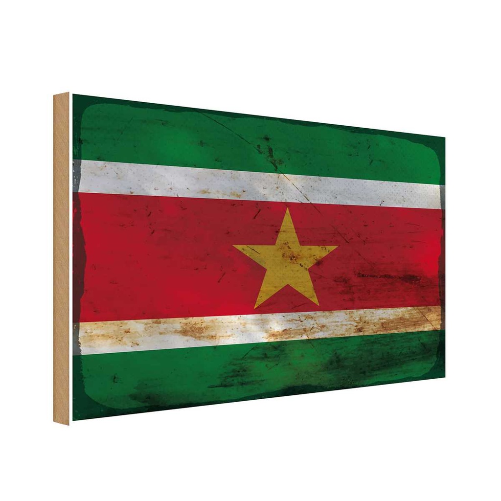 Holzschild 30x40 cm Suriname Flagge Straße Stadt