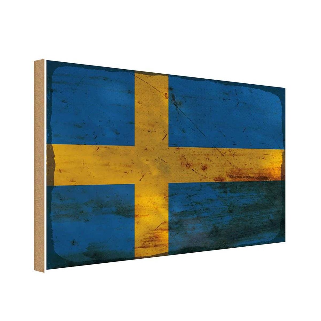 Holzschild 30x40 cm Schweden Sweden Flagge Fahne Wappen