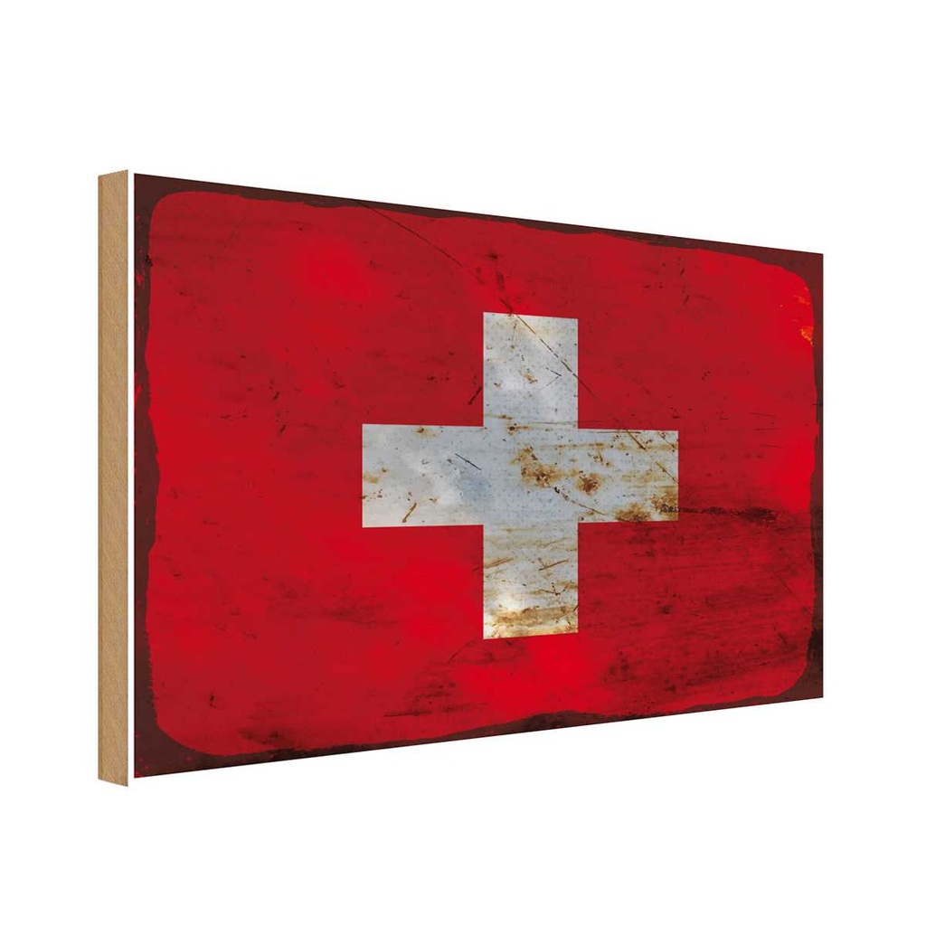 Holzschild 30x40 cm Schweiz Switzerland Flagge Fahne Wappen