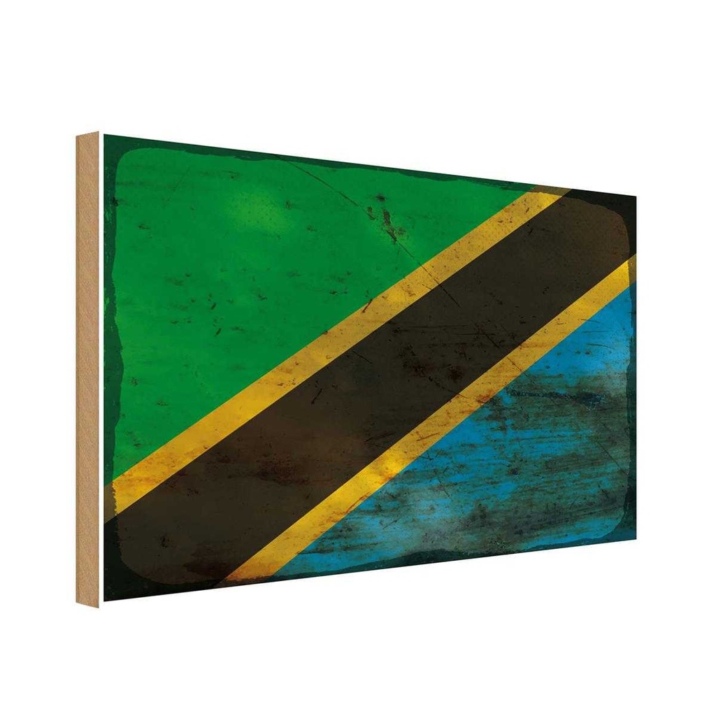 Holzschild 30x40 cm Tansania Tanzania Flagge Fahne Wappen