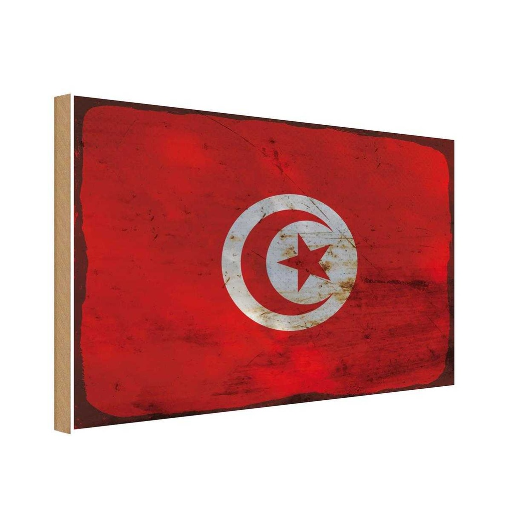 Holzschild 30x40 cm Tunesien Tunisia Flagge Fahne Wappen