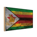 Holzschild 30x40 cm Simbabwe Zimbabwe Flagge Fahne Wappen