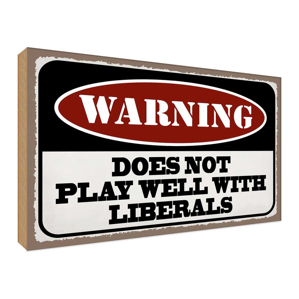Holzschild 30x40 cm Warning does not play well with Warnschild Hinweisschild